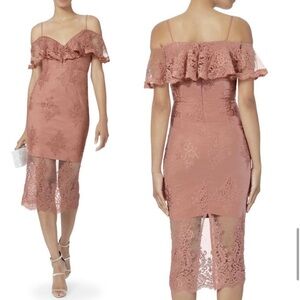 NICHOLAS Octavia Lace Pencil Midi Dress in Blush Pink / US 8 / Wedding